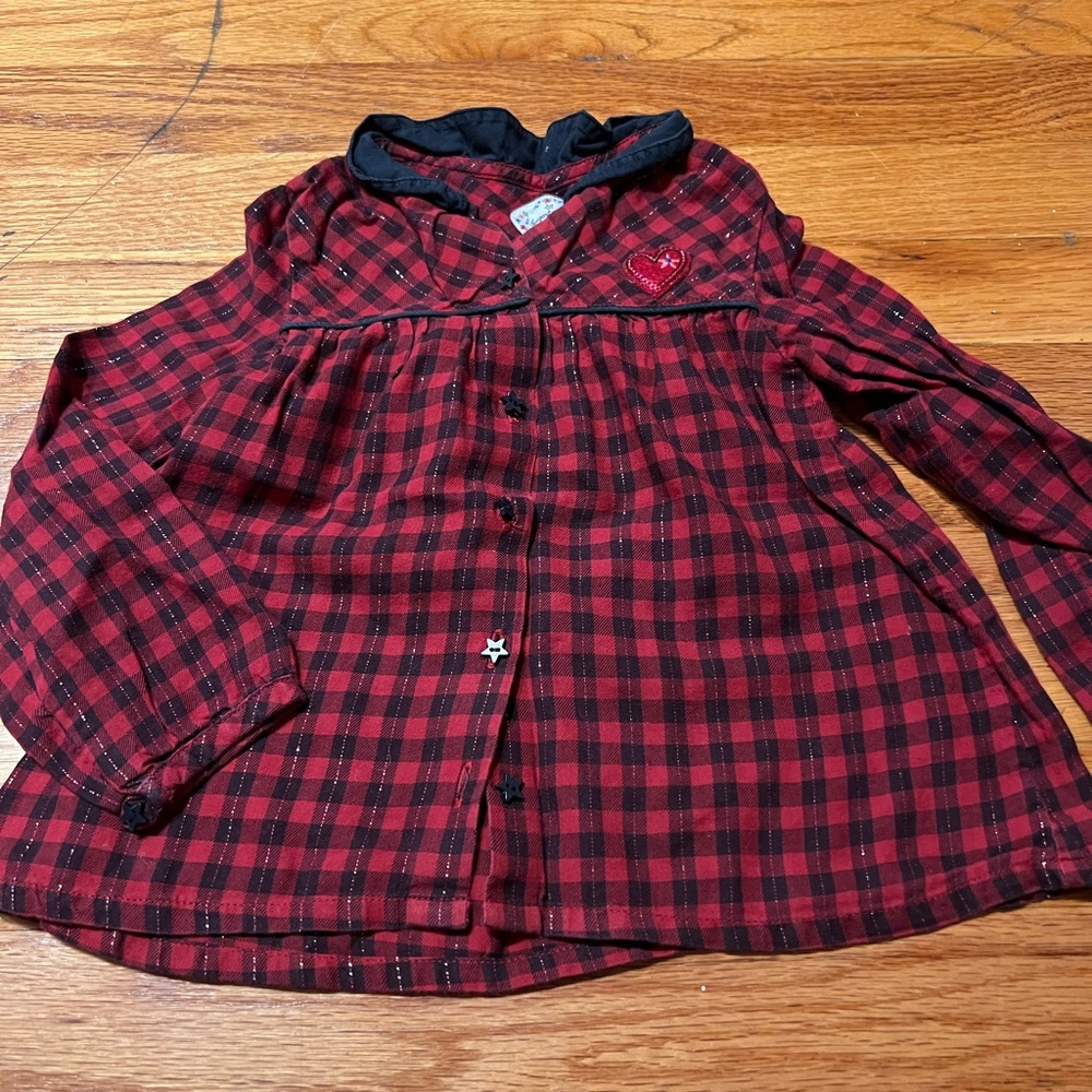 Sergeant Major French brand red black plaid button down with sparkly details